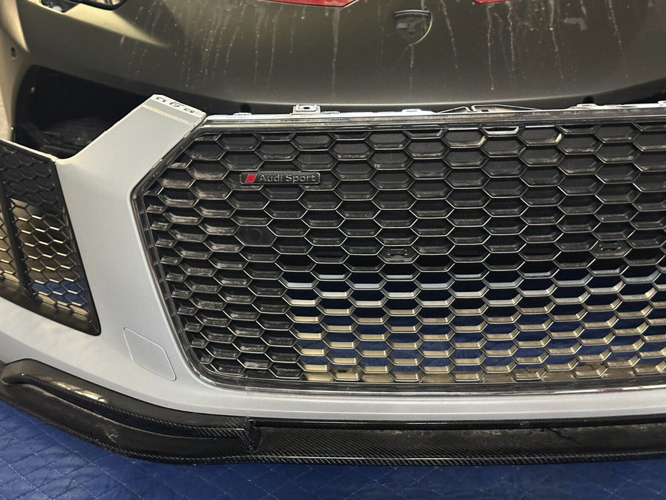2017 2018 AUDI R8 FRONT BUMPER COMPLETE ASSEMBLY W/ GRILLES SENSORS CARBON LIP