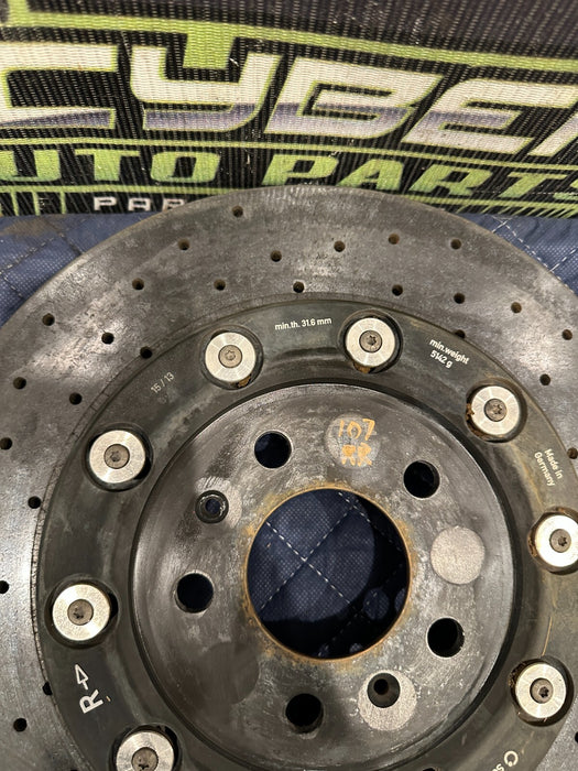 2014 AUDI R8 REAR RIGHT PASSENGER CARBON CERAMIC BRAKE ROTOR OEM 420 615 602 F