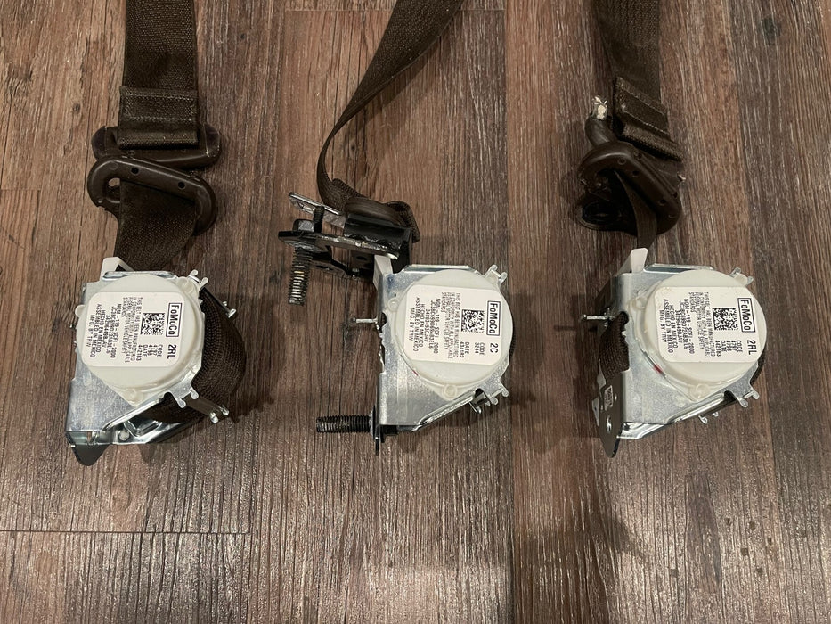 2017-2019 FORD F250 F350 REAR LEFT MIDDLE RIGHT BROWN SEATBELTS OEM *CUT BELTS*
