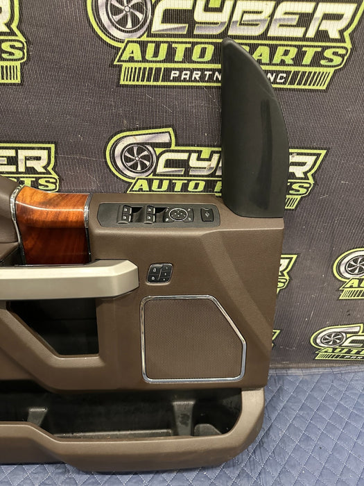 2017-2019 FORD F250 F350 F450 KING RANCH BROWN FRONT LEFT DOOR PANEL OEM *FLAWS*