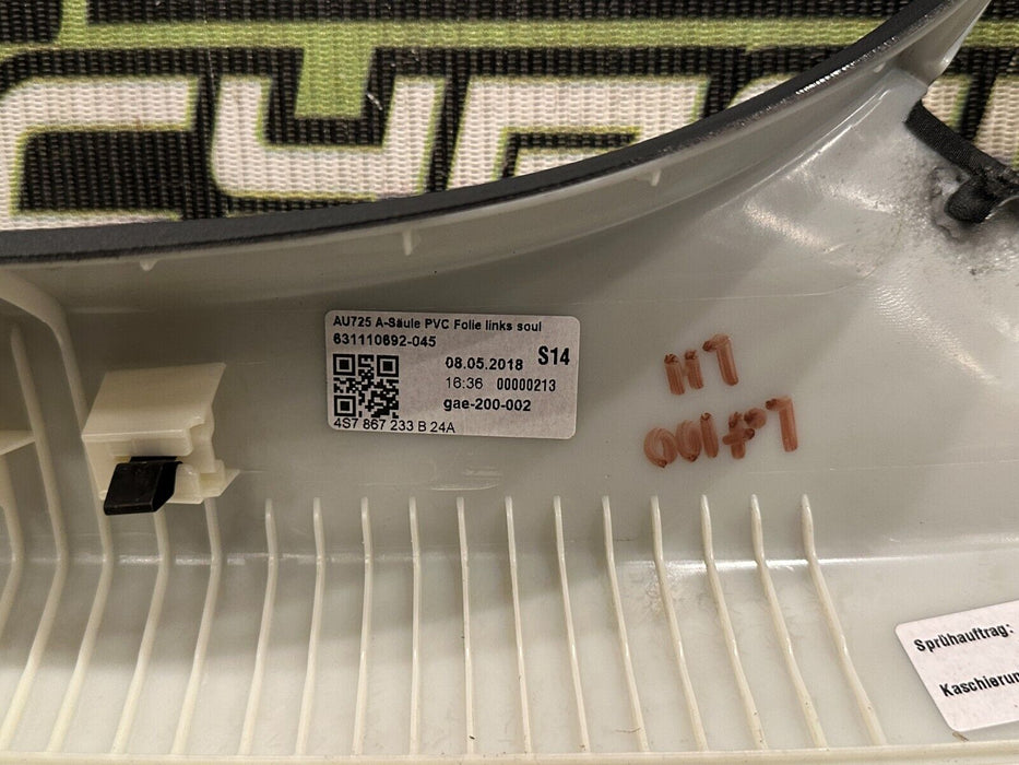 2017-18 AUDI R8 PLUS SPYDER FRONT DRIVER LEFT A PILLAR TRIM OEM 4S7 867 233 B