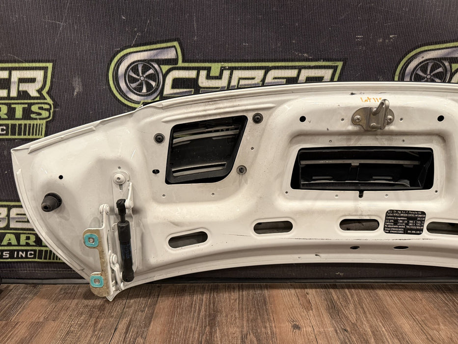 2014 PORSCHE 911 TURBO S 991 WHITE REAR DECK LID ENGINE VENT PANEL OEM