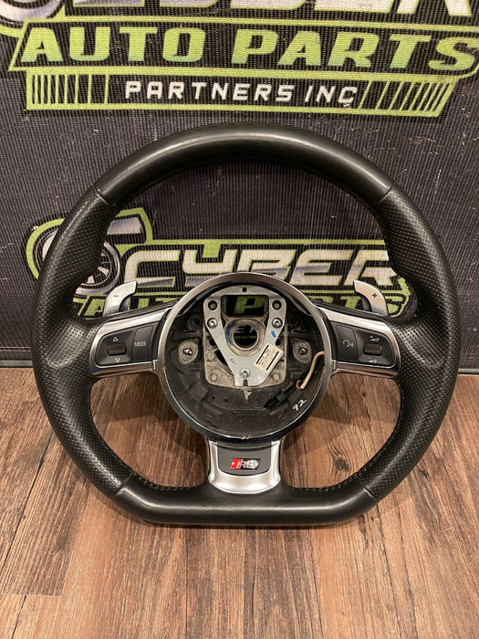 2014-15 AUDI R8 V10 BLACK LEATHER STEERING WHEEL OEM *SLIGHT WEAR/READ*