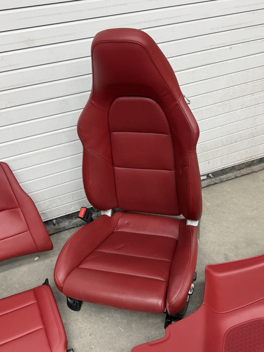 2014 PORSCHE 911 TURBO S 991 FRONT REAR SEATS DOOR PANEL INTERIOR RED OEM