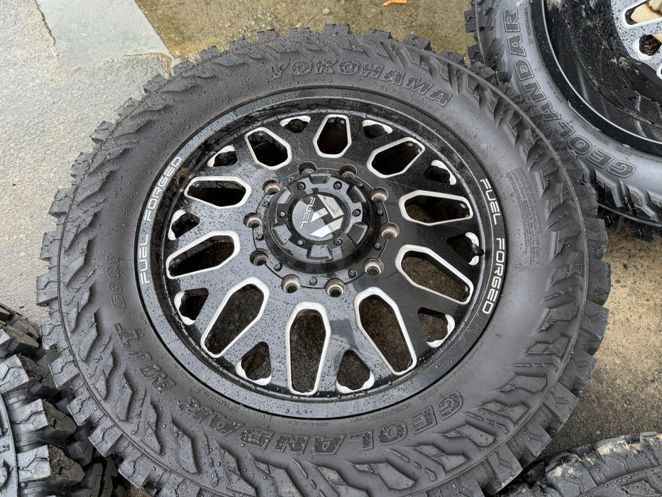 FORD F450 FUEL FORGED WHEELS 10X225 DIRECT BOLT ON 37" YOKOHAMA GEOLANDER M/T