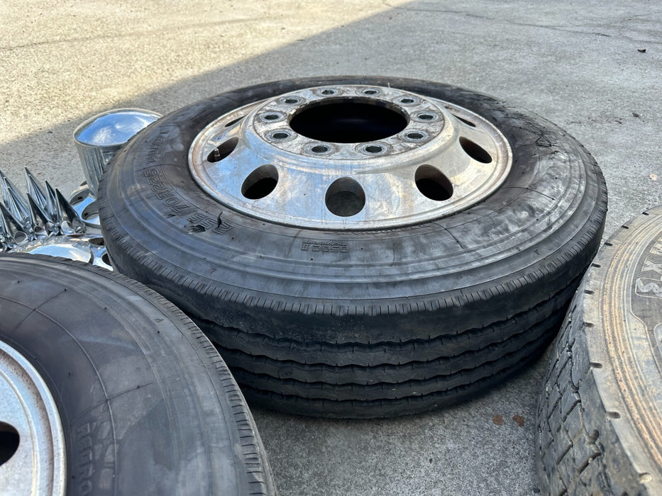 (2) FORD F450 F550 RAM 4500 5500 10 LUG 22.5" ALCOA SEMI WHEELS RIMS 255/70R22.5