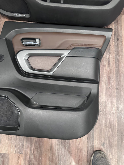 2017 NISSAN TITAN XD RESERVE FRONT REAR BROWN DOOR PANEL SET OEM *FLAWS #10