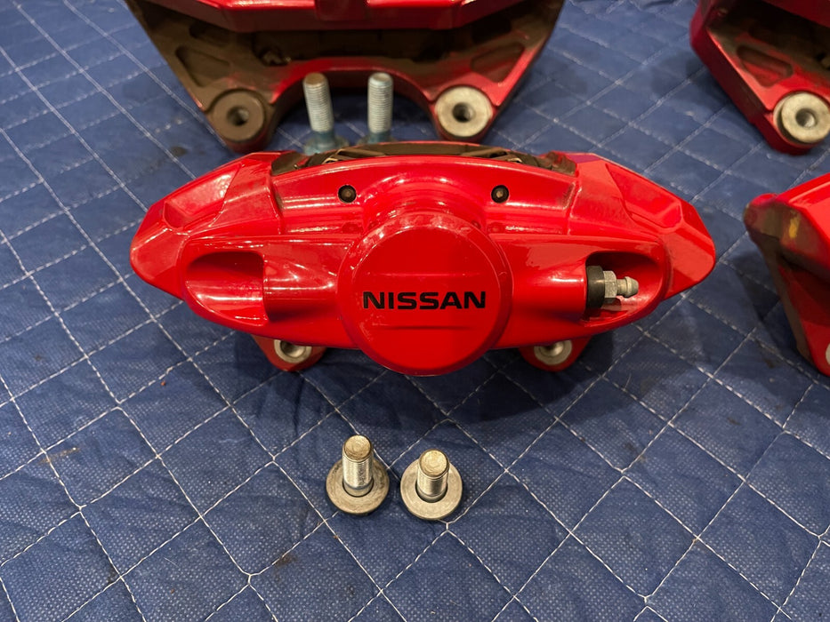 2017 NISSAN 370Z NISMO FRONT REAR LEFT RIGHT RED AKEBONO BRAKE CALIPERS OEM READ