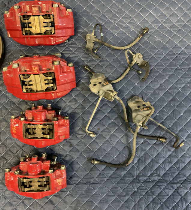 2017 INFINITI Q50 RED SPORT CALIPERS W/ FRONT REAR BRAKE LINES & ROTORS (4) OEM
