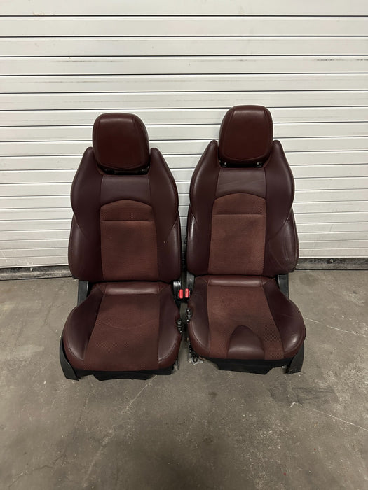 2010 NISSAN 370Z CONVERTIBLE FRONT LEFT DRIVER RIGHT PASSENGER SEATS BURGUNDY