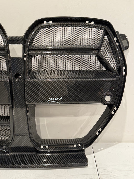 2024 BMW M3 M4 G80 G82 FRONT BUMPER CARBON FIBER GRILLE *CRACK/SCUFFS PICS 5-9*