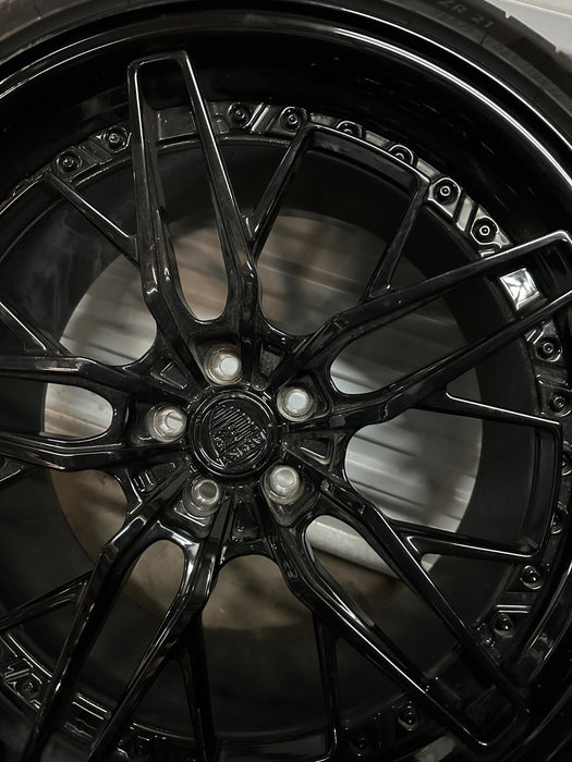 2021 AUDI R8 21X12 5X112 ANRKY REAR WHEELS RIMS PAIR TIRE GENUINE OEM ~CURBRASH~