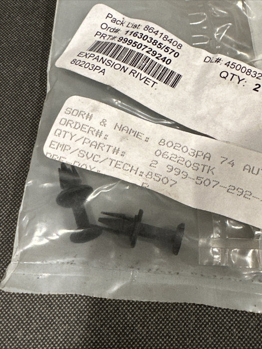 2015 Porsche 911 TURBO Expansion Rivet (2pc) 99950729240 OEM