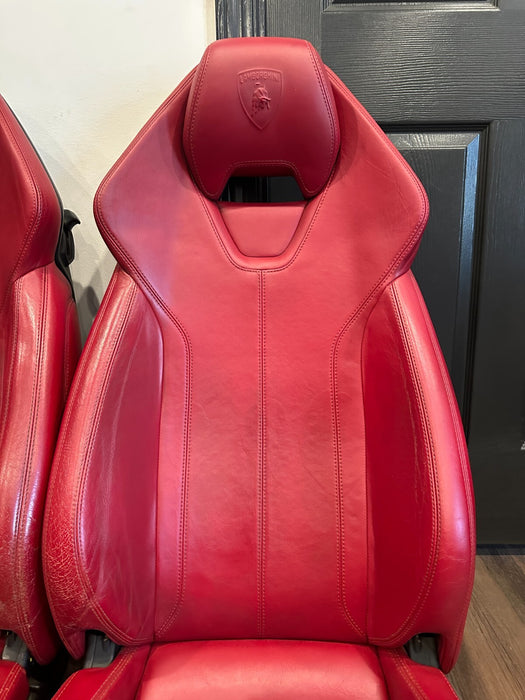 2015 LAMBORGHINI HURACAN LP610-4 RED LEATHER FRONT SEATS OEM GENUINE OEM *WEAR*