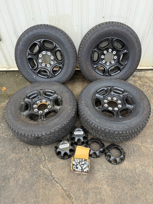 Ford F250 Take Off WHEELS TIRES BLACK RIMS LT275/70R18 BRIDGESTONE DUELER A/T