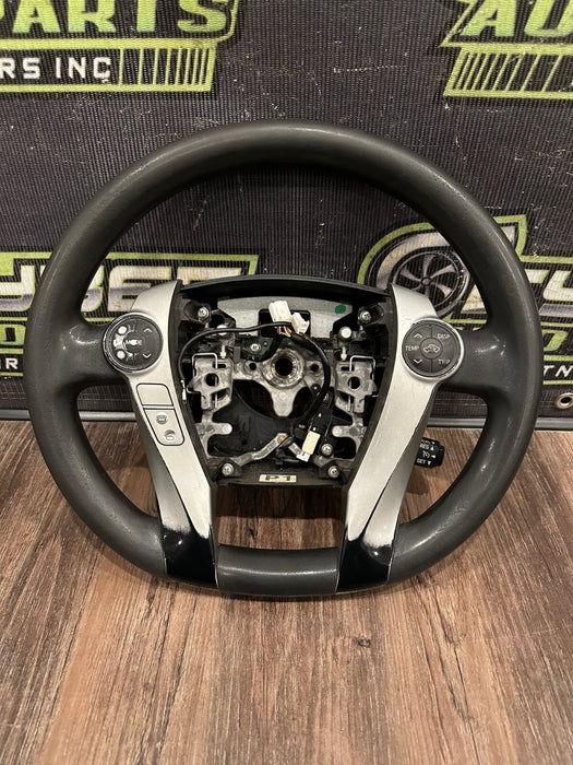 2014 TOYOTA PRIUS V BLACK LEATHER STEERING WHEEL OEM *WEAR* (READ DESCRIPTION)