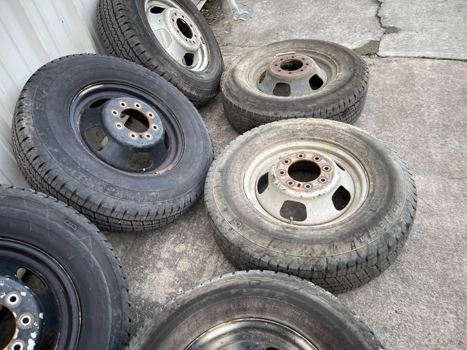 DODGE RAM 3500 8X6.5 8X165.1 DUALLY DRW WHEELS RIMS TIRES (6) SET OEM STEEL