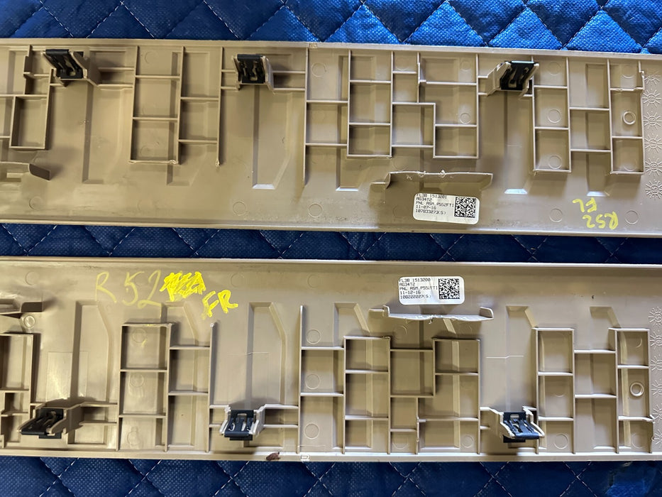 2017-2019 FORD F250 F350 F450 LARIAT TAN FRONT SCUFF KICK PLATE SET PAIR OEM