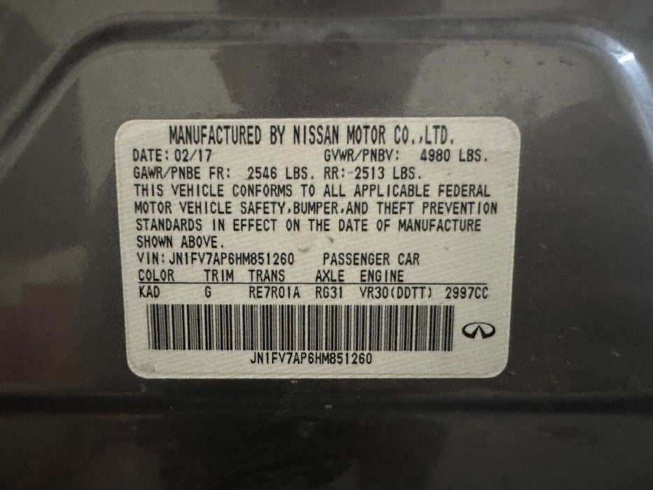 2017 INFINITI Q50 RED SPORT 400 3.0T RADIATOR SUPPORT COOLING ASSEMBLY CONDENSOR