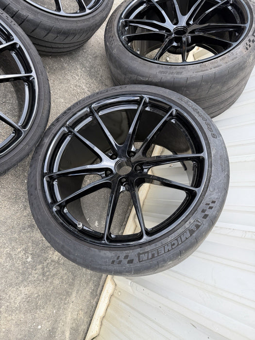 HRE P104 WHEELS 5X112 AUDI R8 HURACAN 20X9 +38 FRONT 20X12 +46 REAR GLOSS BLACK