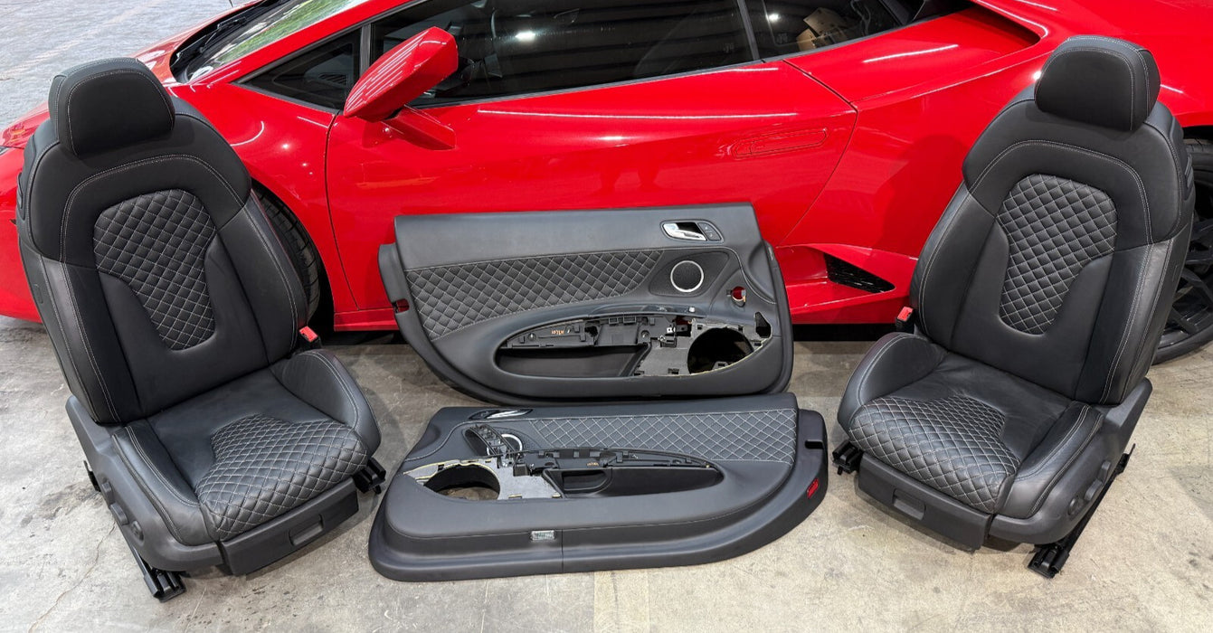 2014 AUDI R8 PLUS FRONT DIAMOND STITCHED SEATS W/ DOOR PANELS OEM 23K MILES