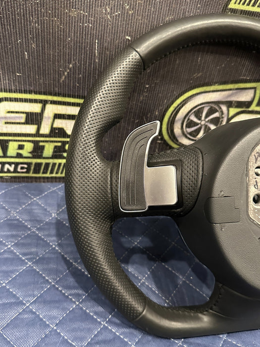 2014 AUDI R8 V10 BLACK LEATHER STEERING WHEEL W PADDLE SHIFTER OEM ~FLAW!!~