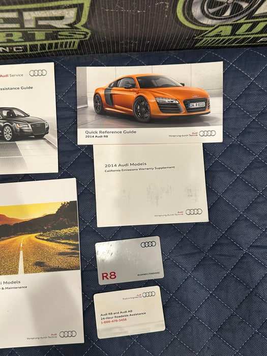 2014 AUDI R8 OWNER MANUAL BOOKLET SET GUIDE & LEATHER CASE OEM