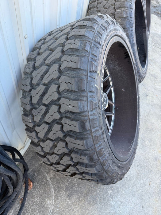 FORD F250 F350 8X170 HARDCORE HC104 BLACK MILLED 26X14 FURY 38X15.50R26 TIRES