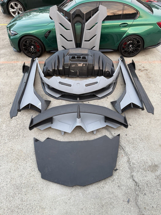 LAMBORGHINI AVENTADOR SVJ REPLICA KIT CARBON FIBER BUMPERS HOOD SIDE SKIRTS WING