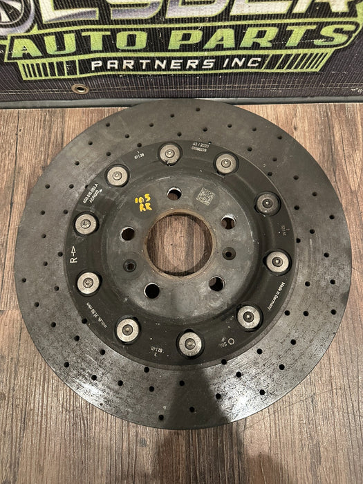 2021 AUDI R8 REAR PASSENGER RIGHT CARBON CERAMIC BRAKE ROTOR OEM 4S0.615.602.A