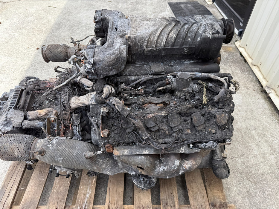 2014 AUDI R8 5.2L V10 ENGINE TRANSMISSION ESS SUPERCHARGER *BURNT* -BUILT BLOCK-