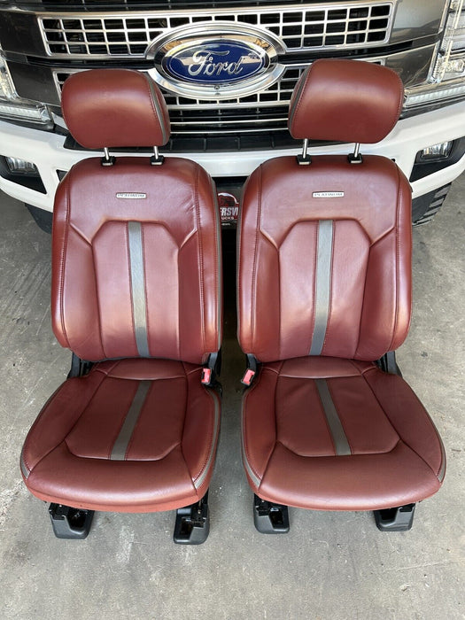 FORD F150 F250 F350 F450 PLATINUM RED DARK MARSALA LEATHER FRONT SEATS OEM