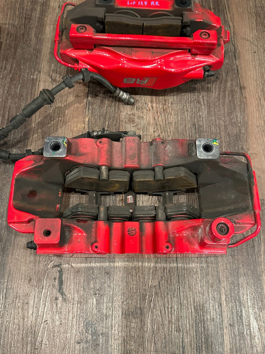 2017 AUDI R8 RED BRAKE CALIPER SET OEM *PAINT CHIPS 9,10*