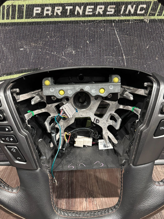 2017 NISSAN TITAN XD RESERVE PLATINUM STEERING WHEEL W WOOD GRAIN TRIM OEM