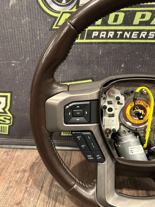 2017-19 FORD F250 F350 F450 LIMITED BROWN STEERING WHEEL ADATIVE & STEERING OEM