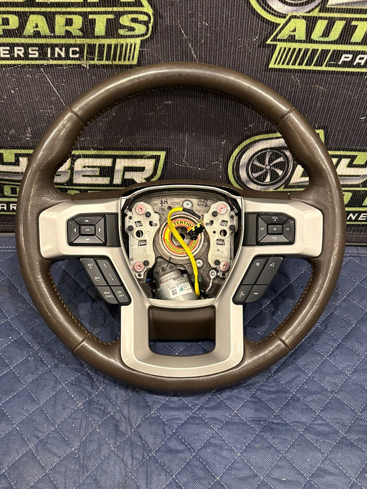 2017-2019 FORD F250 F350 F450 KING RANCH BROWN STEERING WHEEL OEM *HAS FAULT*