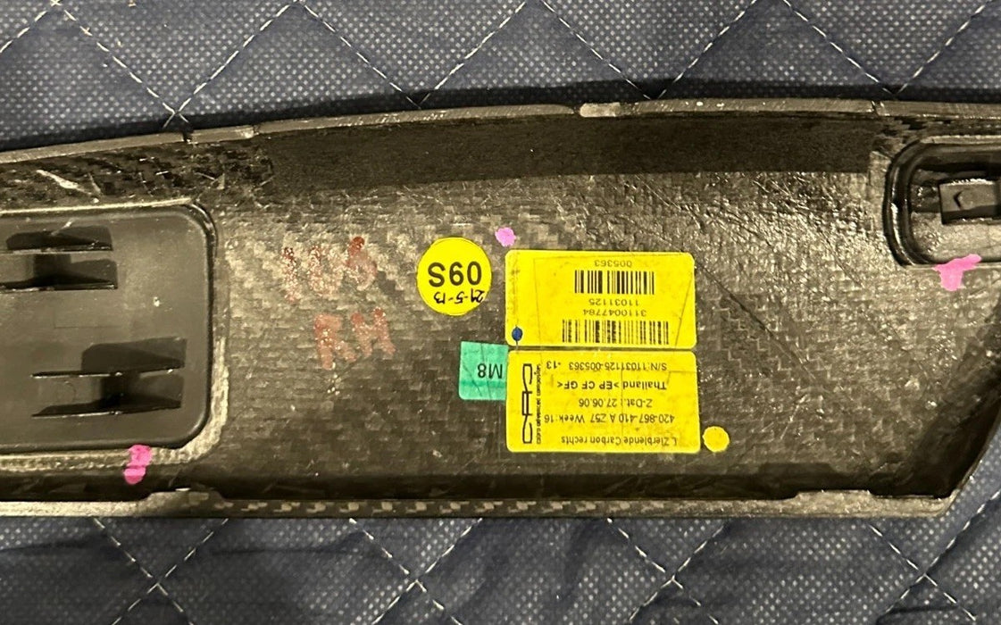 2014 AUDI R8 SPYDER RIGHT CARBON FIBER DOOR PANEL TRIM MOULDING OEM 420 867 410