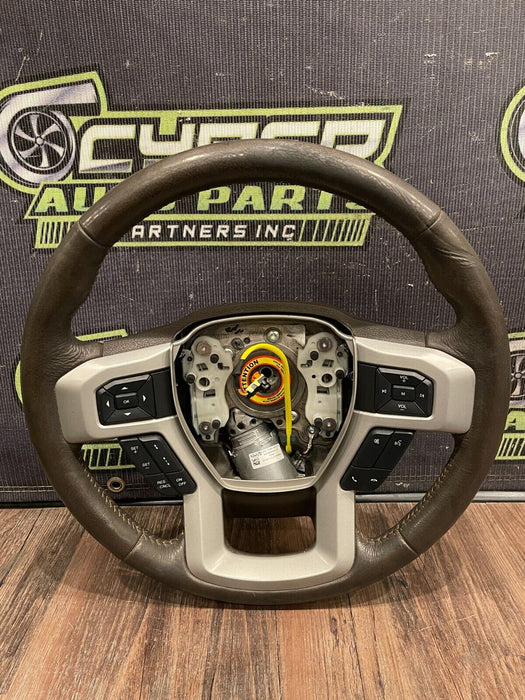 2017-2019 FORD F250 F350 F450 ADAPTIVE CRUISE LEATHER STEERING WHEEL OEM *WEAR*