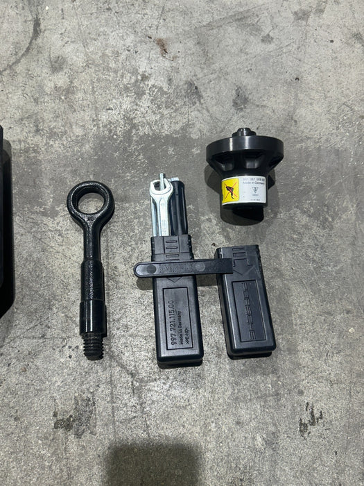 2014 PORSCHE 911 TURBO S SPARE TIRE TOOL KIT W CENTER WHEEL SOCKET OEM