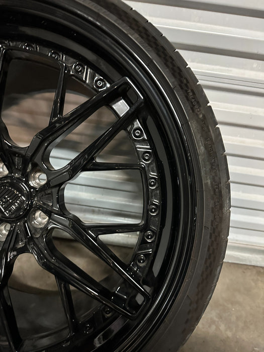 2021 AUDI R8 21X12 5X112 ANRKY REAR WHEELS RIMS PAIR TIRE GENUINE OEM ~CURBRASH~