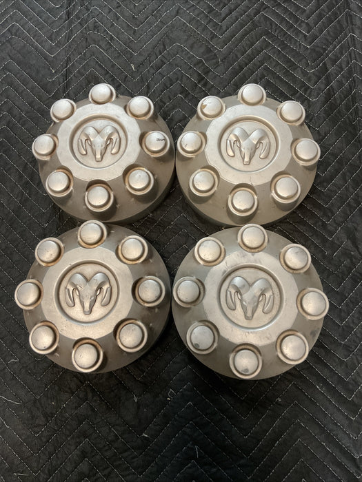 DODGE RAM 2500 3500 WHEEL RAMS HEAD CENTER CAPS SET (4) OEM 52121450AA