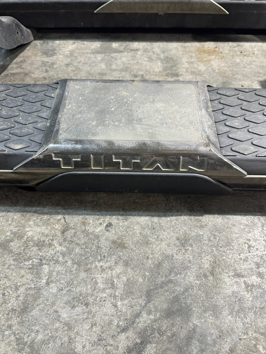 2017 NISSAN TITAN XD LEFT RIGHT RUNNING BOARD CHROME PAIR OEM
