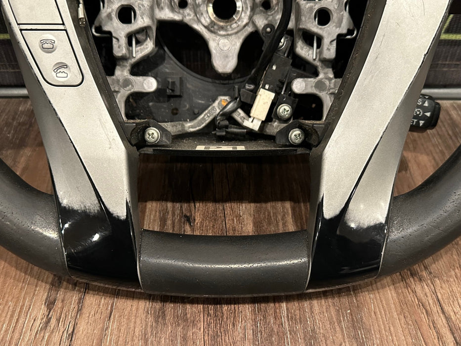 2014 TOYOTA PRIUS V BLACK LEATHER STEERING WHEEL OEM *WEAR* (READ DESCRIPTION)