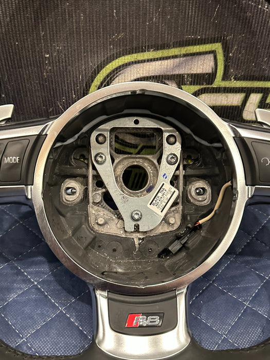2014 AUDI R8 V10 BLACK LEATHER STEERING WHEEL W PADDLE SHIFTER OEM ~FLAW!!~