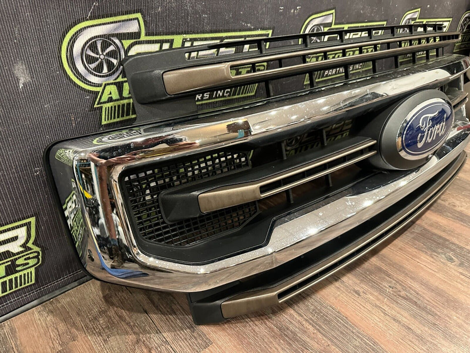 2020 2021 2022 FORD F250 F350 KING RANCH CHROME GRILLE GRILL BROWN OEM W/ EMBLEM