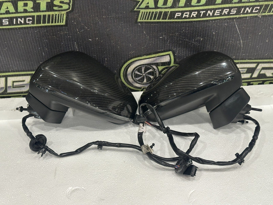 2017-2023 AUDI R8 CARBON FIBER DOOR MIRROR LEFT RIGHT PAIR OEM GENUINE