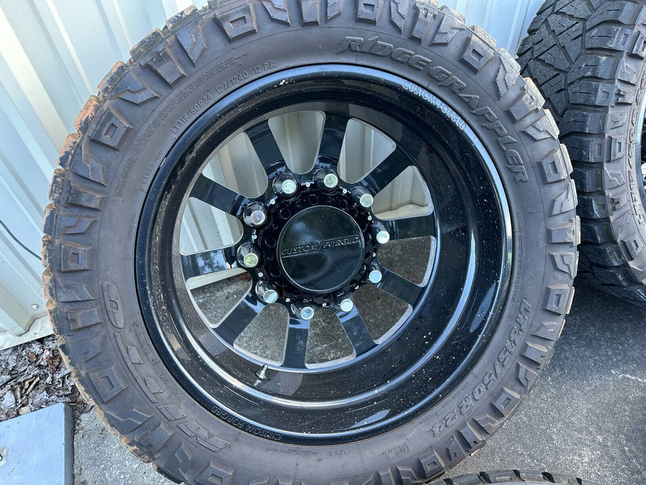 FORD F450 F550 RAM 4500 5500 10X225 CUSTOM FORGED 24" WHEELS 37" NIT DIRECT BOLT