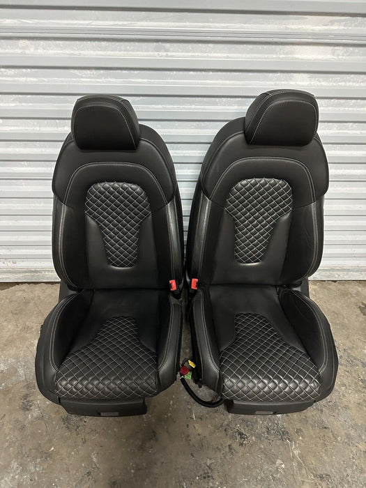 2011 2014 AUDI R8 5.2L V10 WHITE DIAMONDS STITCHING LEATHER BUCKET SEATS OEM