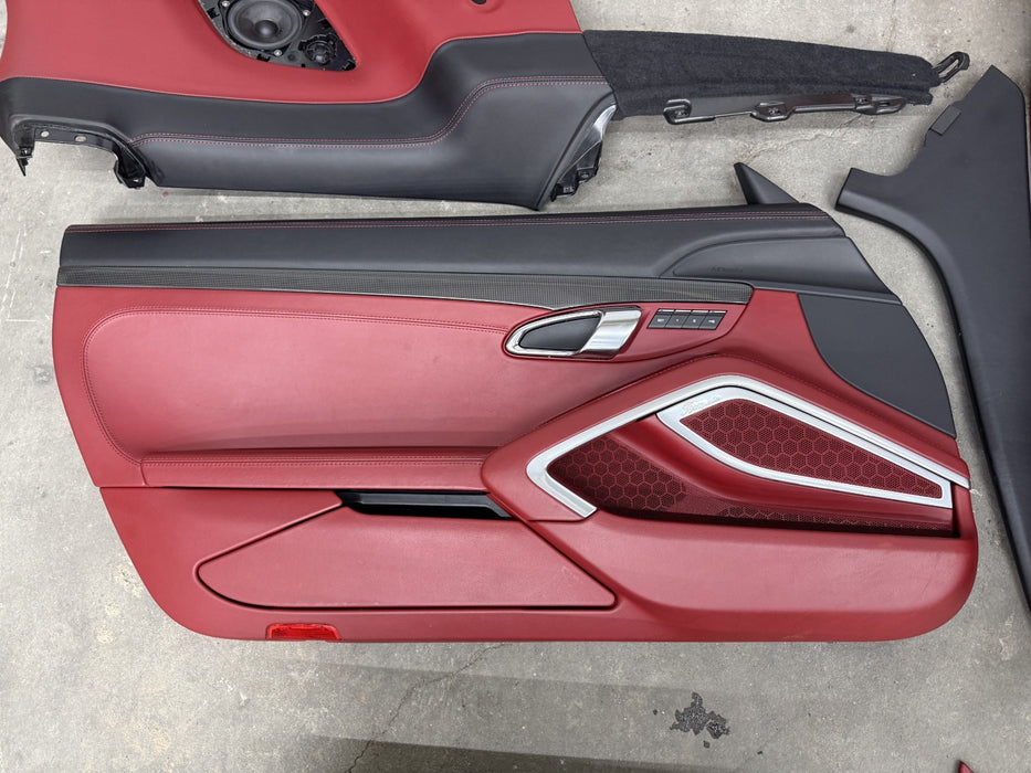 2014 PORSCHE 911 TURBO S 991 FRONT REAR SEATS DOOR PANEL INTERIOR RED OEM