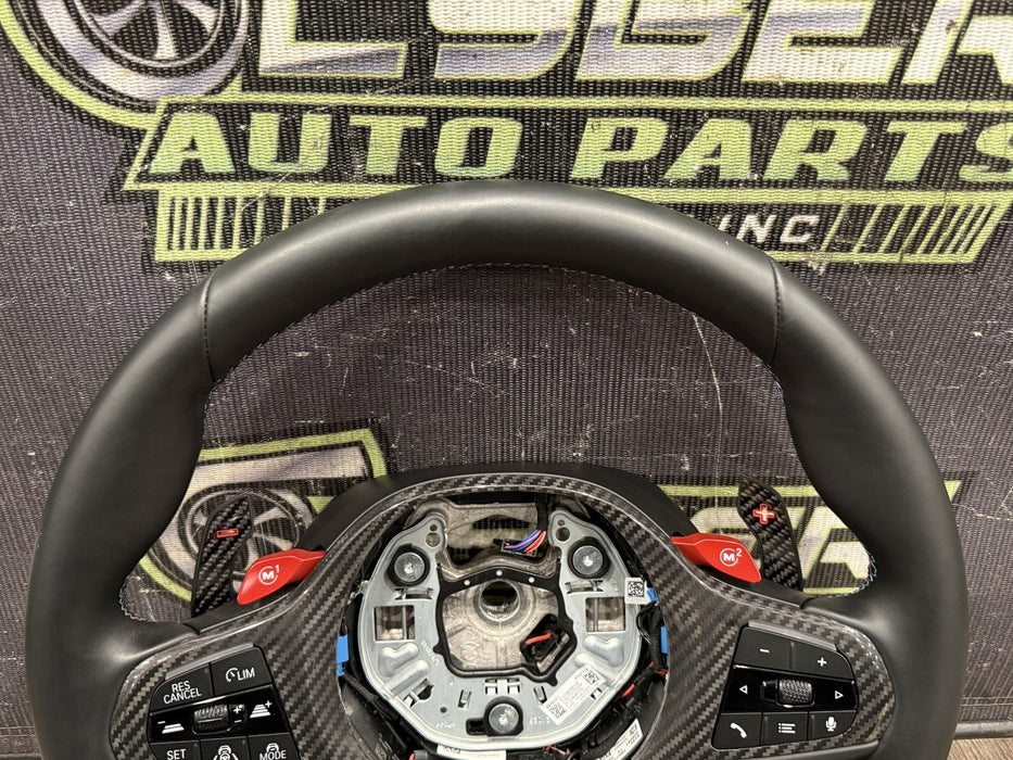 2024 BMW M3 M4 G80 G82 STEERING WHEEL W CARBON FIBER & PADDLE SHIFTERS OEM *#14*